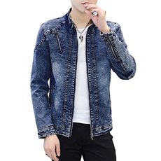 JK1823-P100水洗做旧牛仔外套复古帅气工装翻领夹克宽松潮牌，男装工装外套，电商D310B-1
