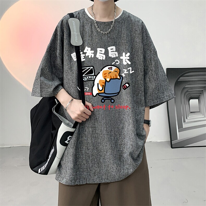 风复古亚麻短袖男棉麻t恤男半袖 ZT71447-P35图片