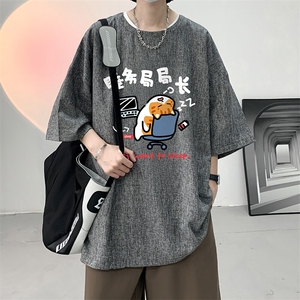风复古亚麻短袖男棉麻t恤男半袖 ZT71447-P35图片