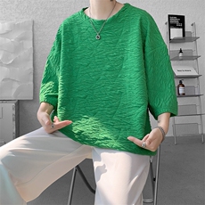 D004-P352025夏季新款特殊面料短袖t恤男士大码港风半袖潮M-5XL，男装T恤，电商B280-1（原A049）