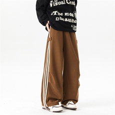 8XL-M奥粒绒加绒休闲裤男三条杠条纹运动裤宽松卫裤K9121P58控78，男装休闲裤，电商D206-1