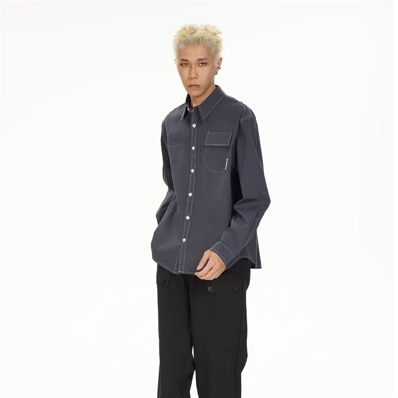 长袖衬衫男秋简约时尚男生衫衣日常休闲合体内搭款上衣LSC54P56,男装衬衫,星座1013-5