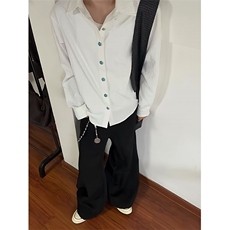 1506/QS4200/P55外贸工厂男装秋季抗皱免烫纯色长袖衬衫，男装衬衫，星座1506