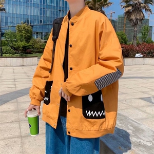 日系ins撞色口袋夹克宽松休闲棒球服潮牌秋季工装外套 W1324-P50图片