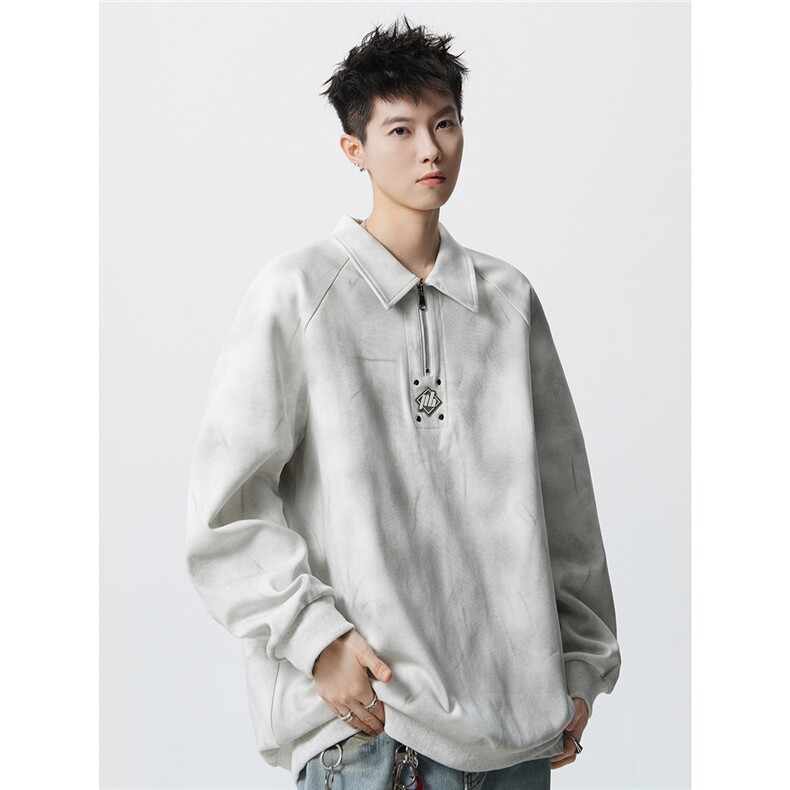 HW2512-特49控88面布54.2棉45.8聚酯polo领情侣卫衣宽松外套男,女装短外套,电商B370