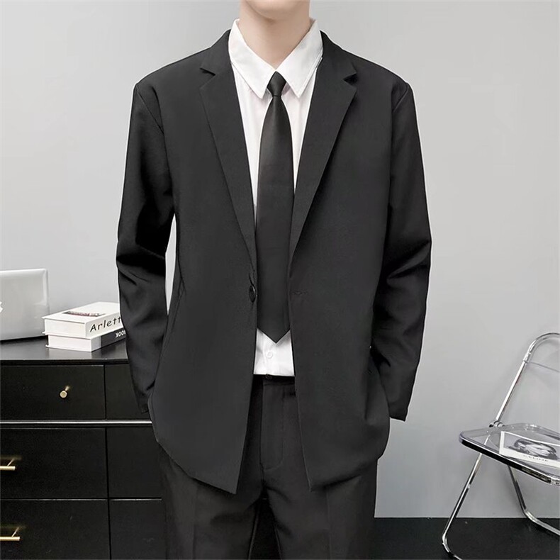 休闲西服外套男春秋韩版修身礼服商务黑色小西服Y73无装饰,男装西服,星座1116A-2（原606A-1）