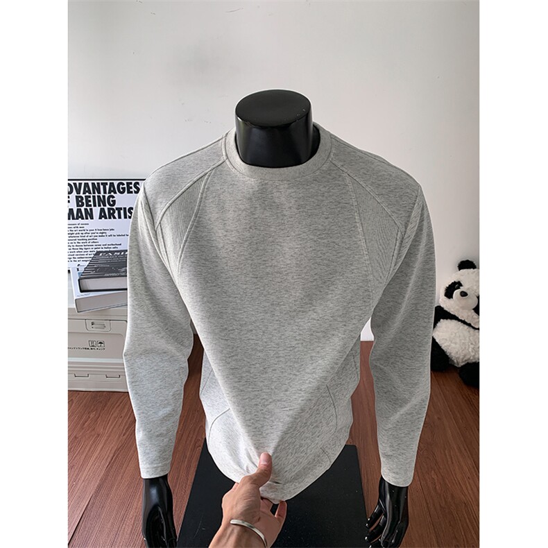 秋季潮流高街纯色拼接曼巴棉圆领大码长袖T恤男T24526-特P30控58，男装T恤，电商A001-1