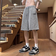 休闲短裤宽松系带卫裤男士新款休闲五分裤子针织运动裤D12/P50，男装牛仔裤，星座506