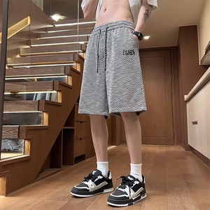 休闲短裤宽松系带卫裤男士新款休闲五分裤子针织运动裤D12/P50图片