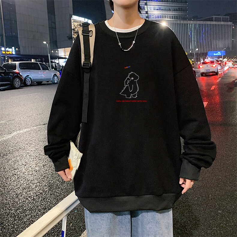 S6140-P28加绒款-P33秋季圆领卫衣男大码韩版宽松长袖外套,男装卫衣,电商A040