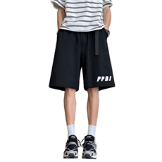 特批P33无差价25夏季休闲字母印花腰带曼巴棉重磅短裤男DK5986，男装休闲裤，电商A001-1