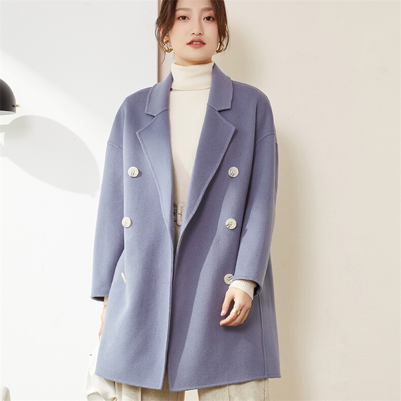 羊毛大衣女新款冬季韩版时尚流行羊毛呢子外套,女装双面呢大衣,召鑫羊绒双面呢