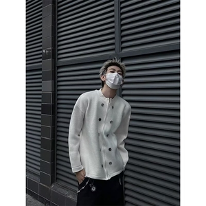 美式新款小众设计感宽松针织开衫纽扣装饰毛衣外套男女33011-p55图片