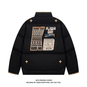 W10707-P88 网图现货 BUFU潮牌民族风棉服冬季情侣刺绣棉衣外套图片