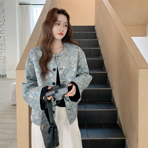 新中式风两面穿碎花皮衣外套女秋季2025新款巨好看休闲减龄夹克图片