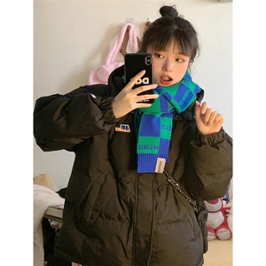克莱因蓝冬季面包服宽松保暖连帽棉袄中性学院风潮 MG806图片