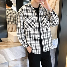 格子衬衫男长袖春夏季韩版潮流大码港风宽松休闲百搭衬衣情侣外套，男装衬衫，星座218-1（原230）