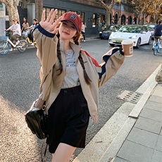 美式拼色棒球服外套女秋冬2024新款高级感超好看宽松短款夹克上衣，女装短外套，2C050
