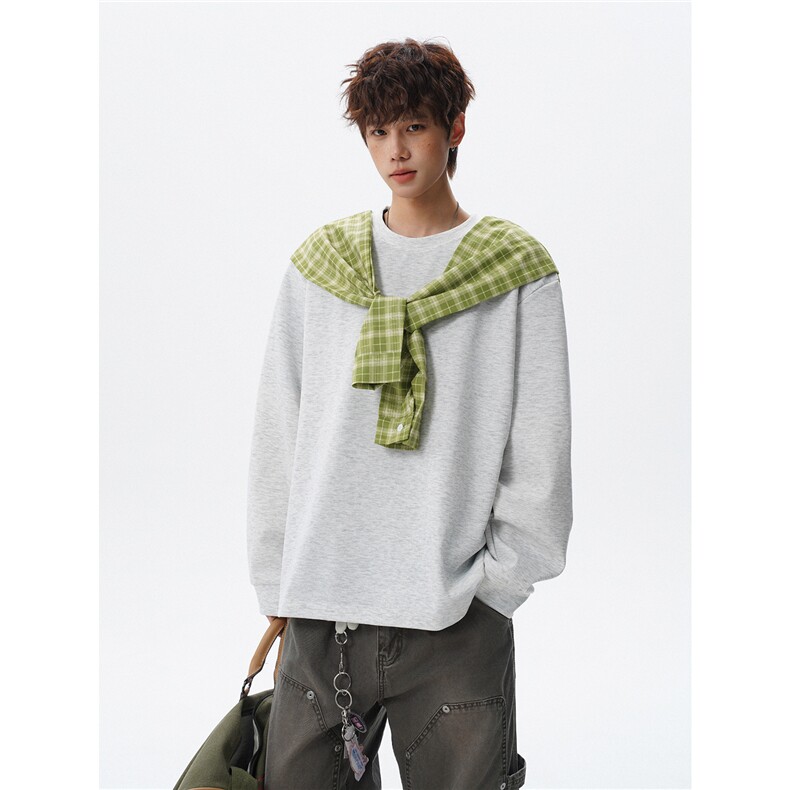 WY1546-P40特控78T1022-P33特控60大码假两件披肩长袖T恤卫衣，男装T恤，电商D232