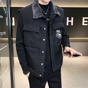 MJ256J-68-限价98 M-5XL 牛仔马夹大码加绒羊羔绒工装ins图片