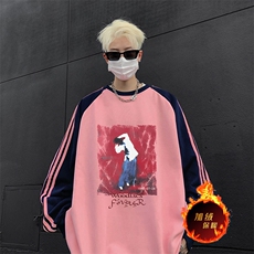 抖音得物供货提供视频秋冬重磅美式宽松织带圆领卫衣0733，男装卫衣，电商A486