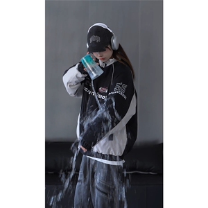 抖音视频截图只展示大货 印花立领机车潮牌棉服77950特P85图片