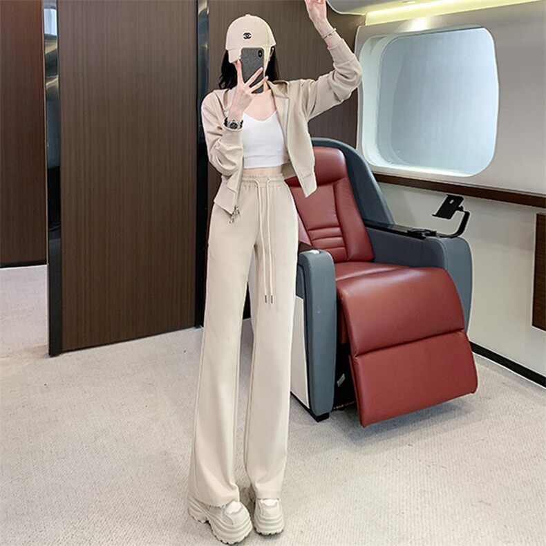 盐系休闲运动修身显瘦高腰卫衣卫裤套装女图片