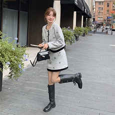 现货放心推！刺绣小香风时尚套装女2024秋季新款女装两件套半身裙，女装套装/套裙，慧尚2-185
