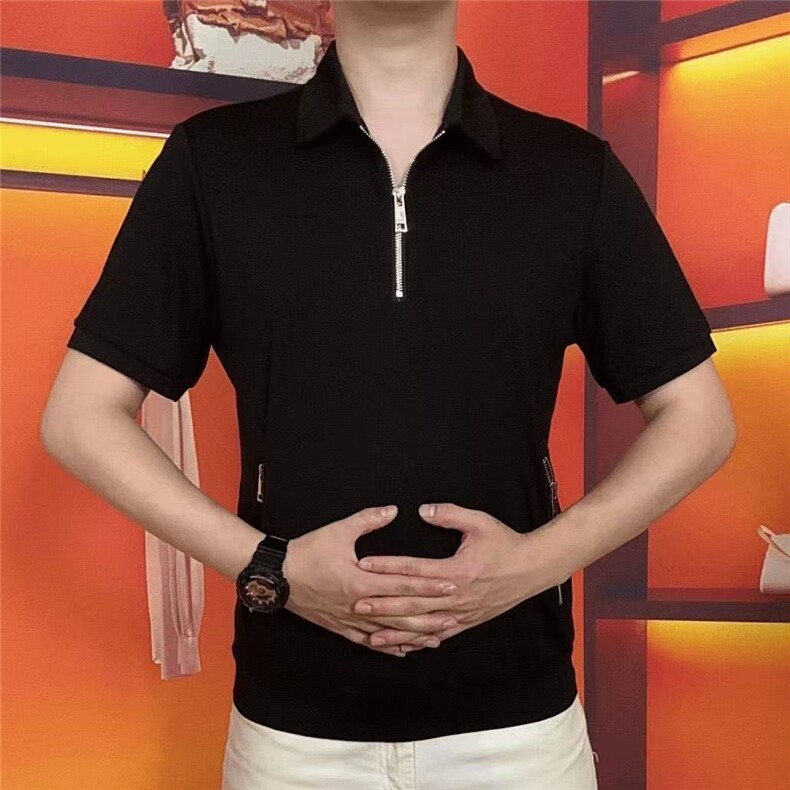 男士半拉链翻领夏现货潮流短袖t040-p,男装T恤,星座1602（原101B）