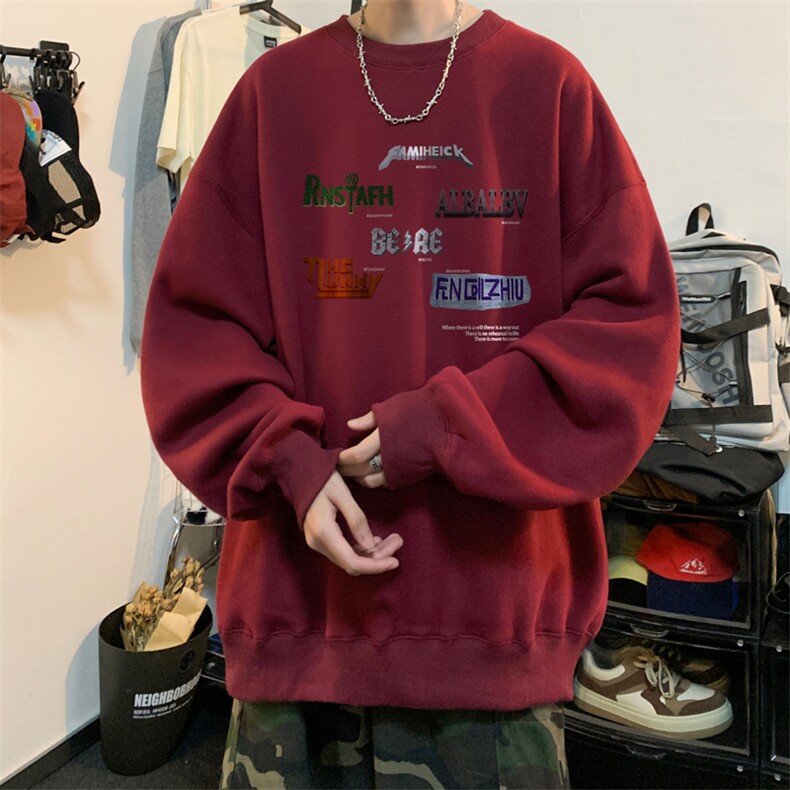 ！圆领卫衣男装港风长袖T恤男外套男WY163-P28,男装卫衣,电商B367