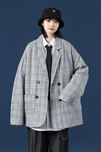 21春季港风格子西装男中性风西装女高品质现货DS-C407-XZ702-P75图片