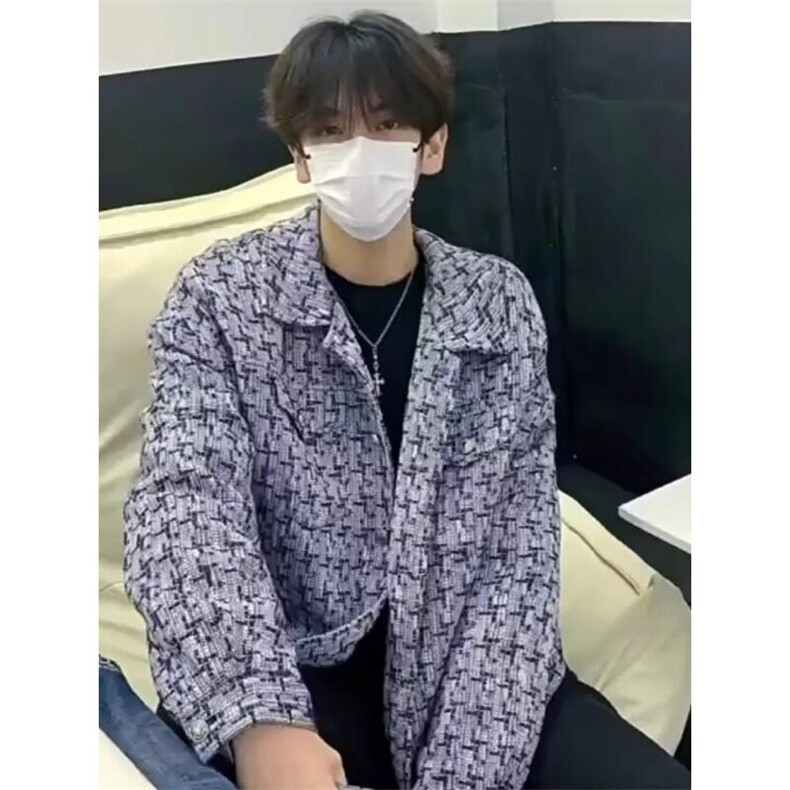小香风外套潮牌高级感小众情侣千鸟格子夹克JK238特P53,男装夹克,星座908-1