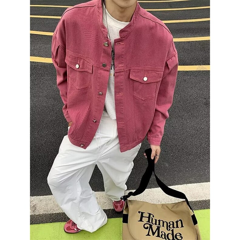 风秋款男立领牛仔夹克衫单排扣休闲外套JK3511P65,男装夹克,星座1013-1
