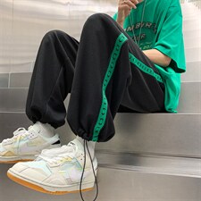 K6080/P35夏季港风华夫格休闲裤男束脚垂感阔腿裤九分裤大码男裤，男装休闲裤，电商A141