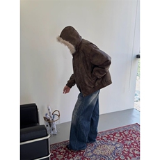 美式复古毛领棉服男款秋冬季重磅夹克外套，男装夹克，星座716-2