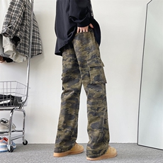 美式潮牌hiphop迷彩工装裤男高街宽松直筒阔腿休闲裤子CK1020-p55，男装工装外套，星座1008-1