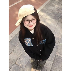 潮牌美式迷宫格贴布字母棒球服外套女春秋季学院风情侣开春夹克，男装夹克，星座506A