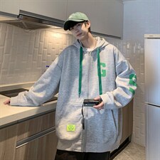 A2018-A18P75宽松潮港风卫衣春秋情侣外套连帽开衫加厚印字母卫衣，男装卫衣，星座1109-2