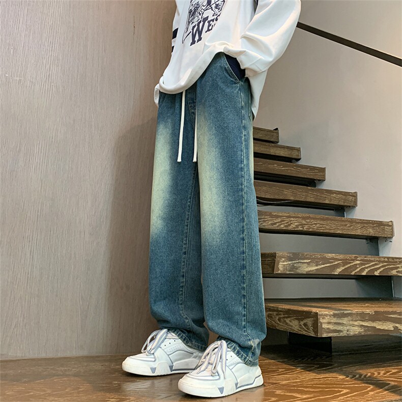牛仔裤男秋季宽松直筒裤子复古高街休闲长裤   A080-9299-P40控68图片