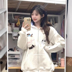 5653-P56原版做工刺绣纯棉华棉复合休闲宽松连帽卫衣外套加绒，女装短外套，星座617A-2