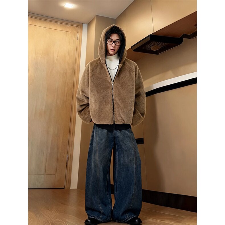 两面穿现货重磅短款座山雕棉衣男女双面穿毛毛绒棉服加厚外套，男装棉衣，电商A486