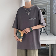 新款港风ins宽松半袖T恤男韩版潮流夏季圆领短袖打底衫T696-P28，男装T恤，星座512-4