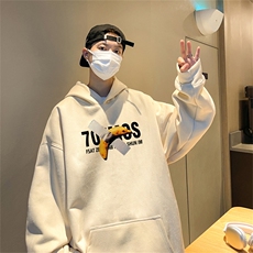 特P43控78秋季360G麂皮绒印花宽松休闲连帽卫衣JWY3268，男装卫衣，电商B370