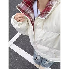 cleanfit蓝色格子拼接棉服男款冬季加厚棉衣外套美式立领夹克棉袄，男装夹克，四季星座505