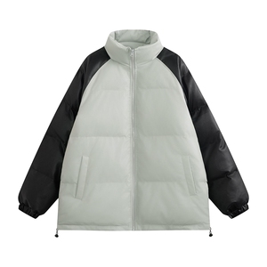 白底平铺 拼接撞色面包服时尚立领保暖皮棉服A247-MY520 特批85图片