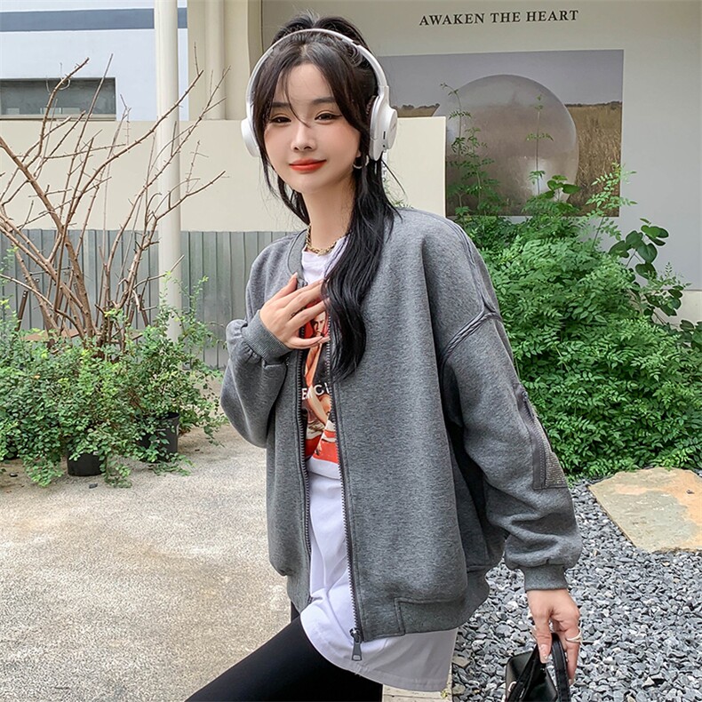 现货2024年春季新款时尚休闲重工烫钻贴标棒球服外套女,女装短外套,MQ