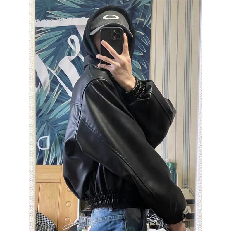 垫肩皮衣外套男春秋高级感机车飞行夹克潮牌LJM7709-P70夹棉78,男装夹克,星座1008