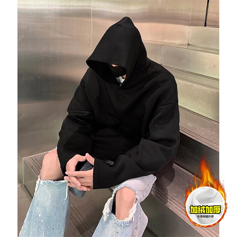 480G重磅加绒硬挺boxy男女秋冬美式高街结构一粒扣连帽卫衣厚外套,女装短外套,电商A486