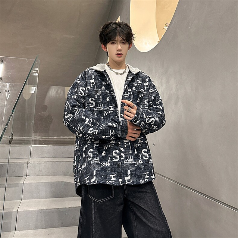 秋季港风宽松休闲连帽夹克外套潮XZ808B-WH089-P68,男装夹克,星座808B