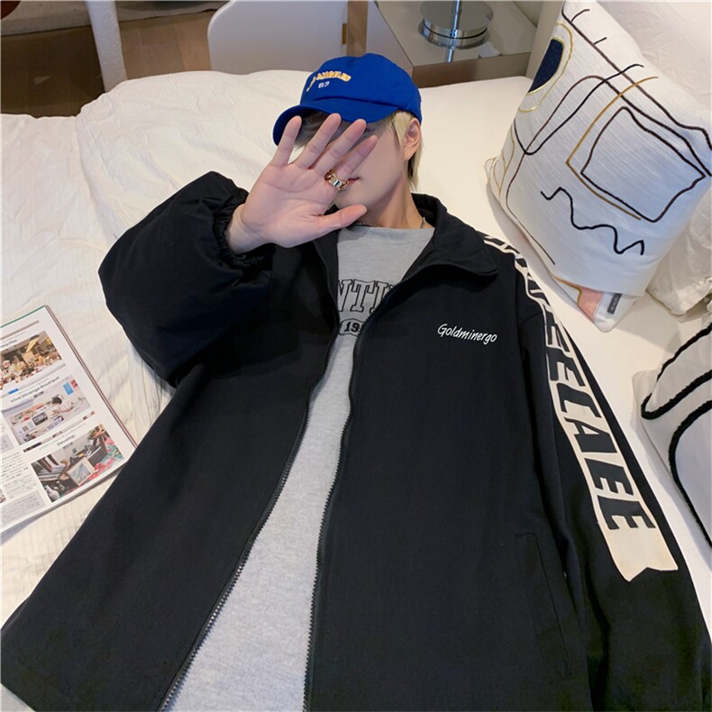 潮牌立领外套男春秋季夹克复古宽松情侣高街上衣JK0875-P58,男装夹克,星座308B-1